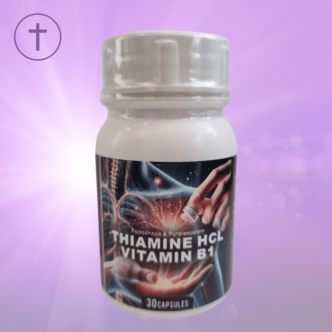 Food4Hope & Purple Cushhh Thiamine HCL Vitamin B1 30 Capsules - Energy & Nerve Support
